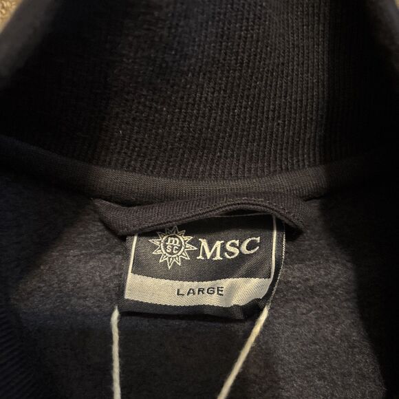 NWT MSC Cruise Line Jacket L Zippered Fleece Navy Blue Ship Warm Cotton Pol - Picture 4 of 10